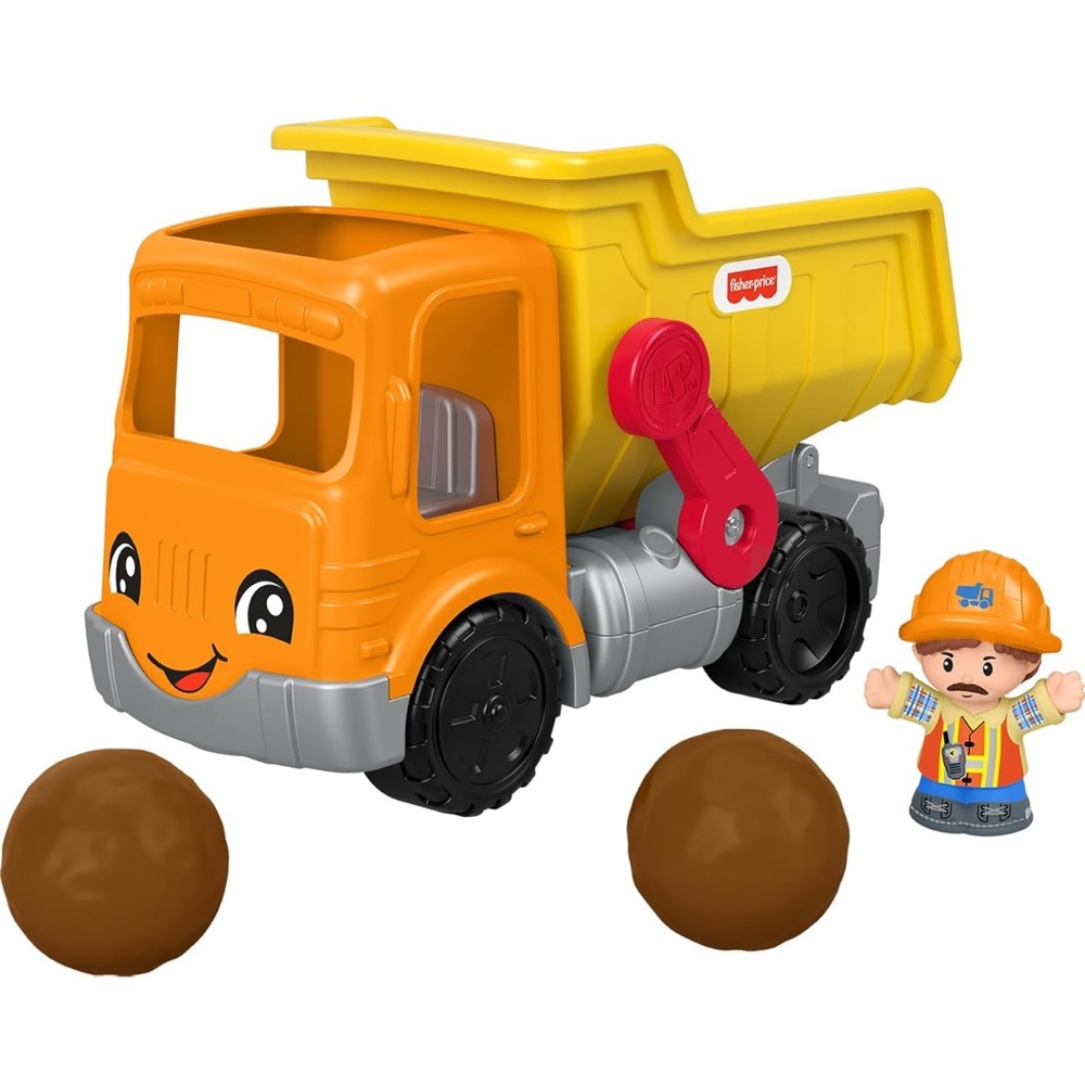 Fisher-Price Orange and Yellow Dump Truck with Driver (rocks not included).